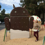 RuthAnn Hogue checks out the Android Graveyard at the Googleplex in Mountain View, California.